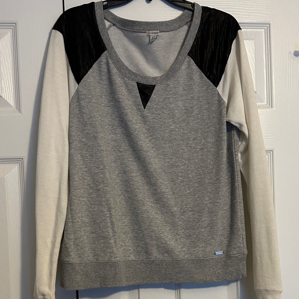Guess Gray and Black Long Sleeve Top